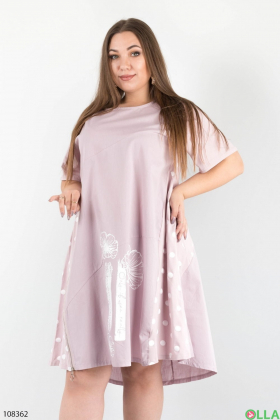Жіноча рожева трикотажна сукня батал