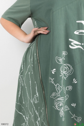 Жіноча зелена трикотажна сукня батал