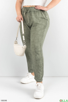 Жіночі брюки-джегінси батал кольору хакі