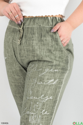 Жіночі брюки батал кольору хакі