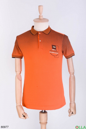 Мужская черно-оранжевая футболка поло