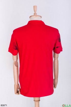 Мужская красная футболка поло в принт