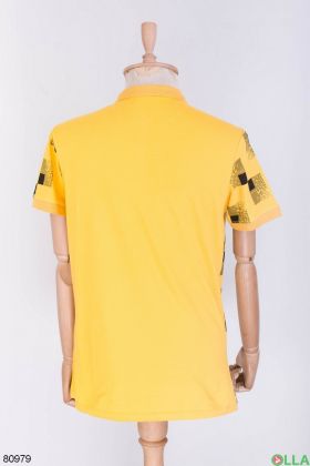 Чоловіча жовта футболка поло в принт
