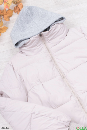 Женская зимняя светло-бежевая куртка с капюшоном