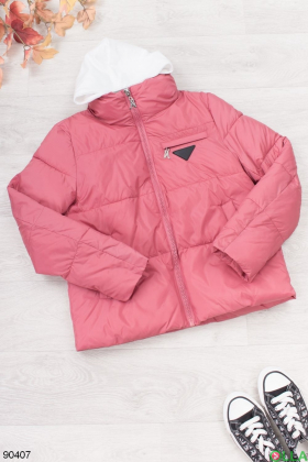 Женская зимняя розовая куртка с капюшоном