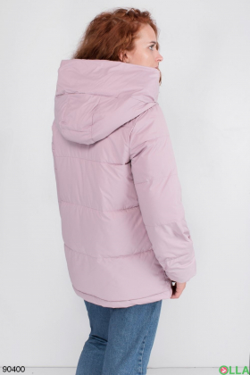 Жіноча зимова рожева куртка з капюшоном