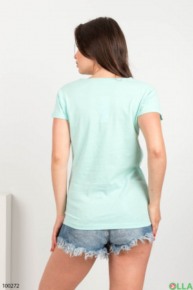 Жіноча бірюзова футболка з написом