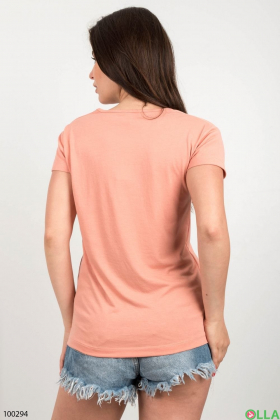 Жіноча помаранчева футболка з малюнком