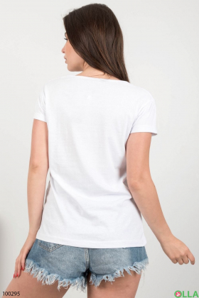 Жіноча біла футболка з написом
