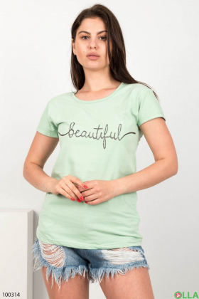 Жіноча бірюзова футболка з написом