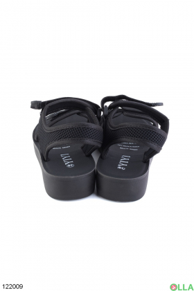 Women's black textile sandals