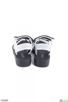 Women's light gray textile sandals