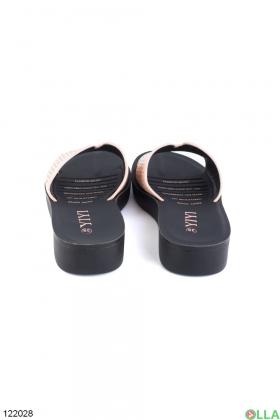Women's beige eco-leather slippers