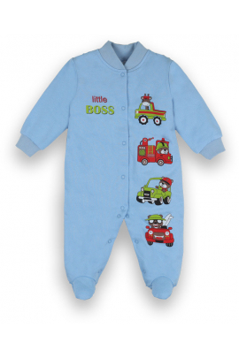 Комбинезон детский хлопковый для мальчика на кнопках КВ-21-42-4 Boss на рост (13102) Голубой 