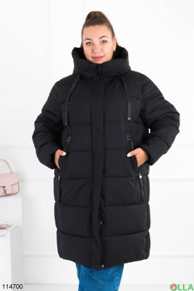 Women's winter black jacket batal with hood