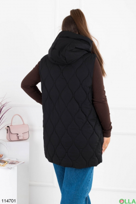 Women's winter black batal vest with hood