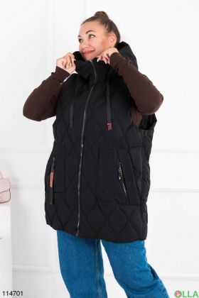 Women's winter black batal vest with hood