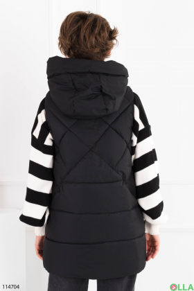 Women's winter black vest with hood