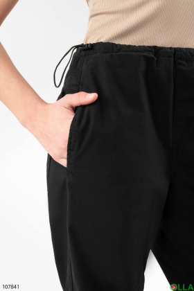 Женские черные брюки-карго батал