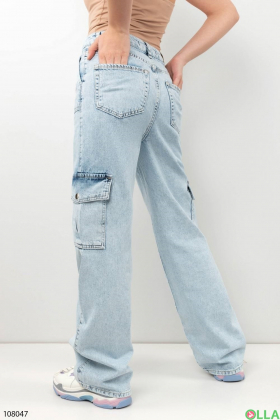 Жіночі блакитні джинси-карго