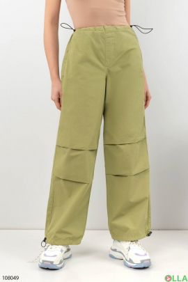 Жіночі брюки-палаццо кольору хакі