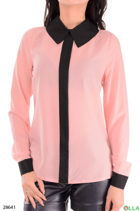 Pink blouse with black trim