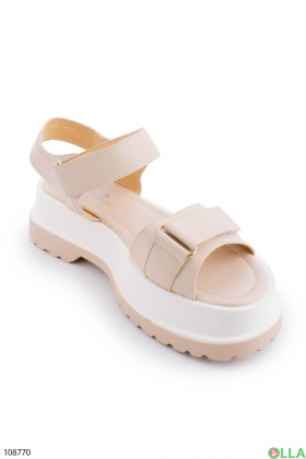 Women's beige platform sandals