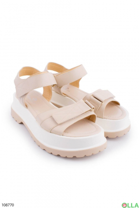 Women's beige platform sandals