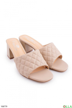 Women's beige slippers with heels