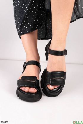 Women's black heeled sandals