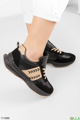 Женские черно-бежевые кроссовки