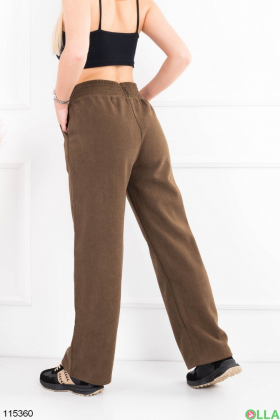 Жіночі зимові коричневі спортивні брюки-палаццо