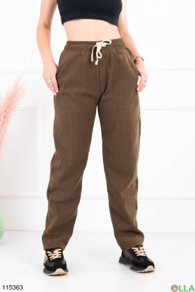 Жіночі зимові коричневі спортивні брюки