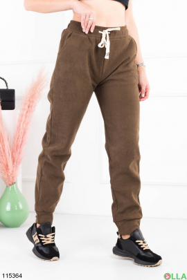 Жіночі зимові коричневі спортивні брюки-джогери