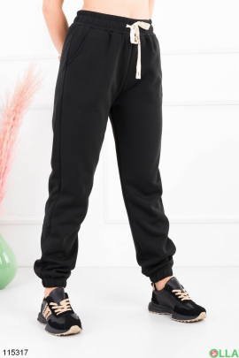 Жіночі зимові чорні спортивні брюки-джогери