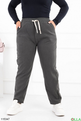 Жіночі зимові темно-сірі спортивні брюки-палаццо батал