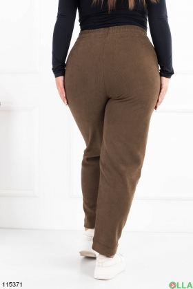 Женские зимние коричневые спортивные брюки-палаццо батал