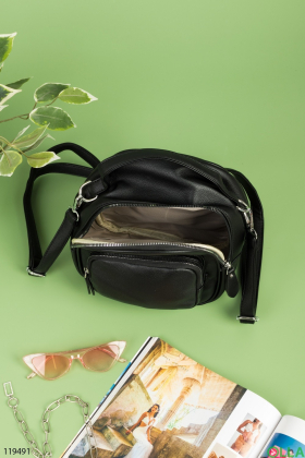 Жіночий чорний рюкзак з еко-шкіри
