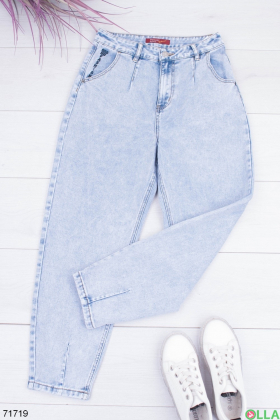 Жіночі блакитні джинси з поясом