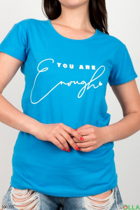 Жіноча блакитна футболка з написом
