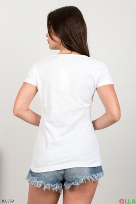 Женская белая футболка с надписью