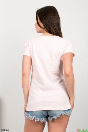 Жіноча світло-рожева футболка з написом