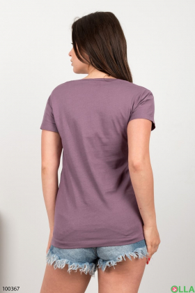 Жіноча фіолетова футболка з написом