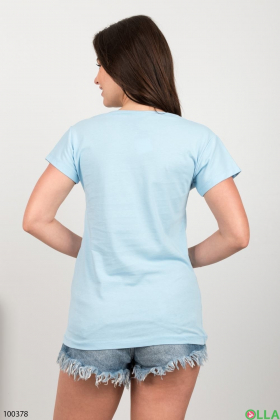 Женская голубая футболка с надписью