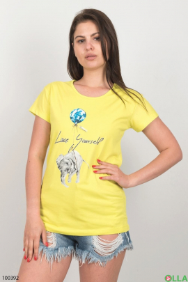 Женская желтая футболка с принтом