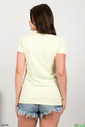Жіноча салатова  футболка з принтом