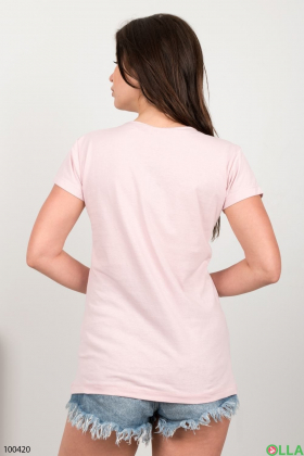 Жіноча рожева футболка з принтом