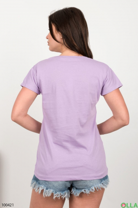 Женская фиолетовая футболка с принтом