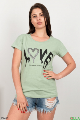 Женская бирюзовая футболка с принтом