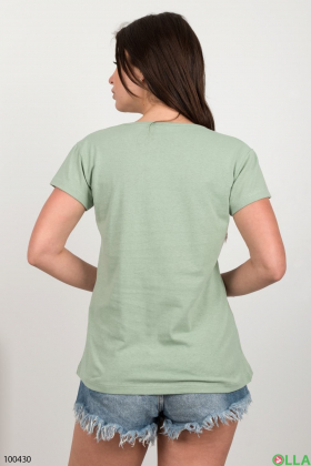 Жіноча бірюзова футболка з принтом
